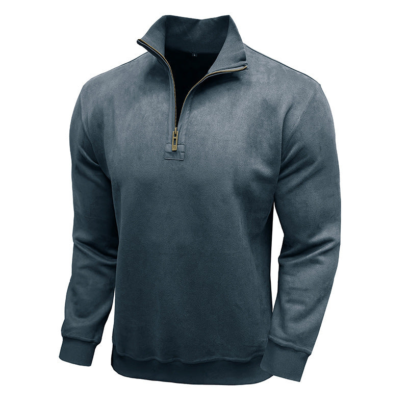Men's Long-sleeved Zipped Stand Collar Sweater