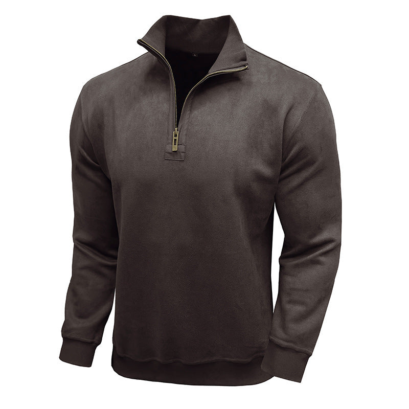 Men's Long-sleeved Zipped Stand Collar Sweater