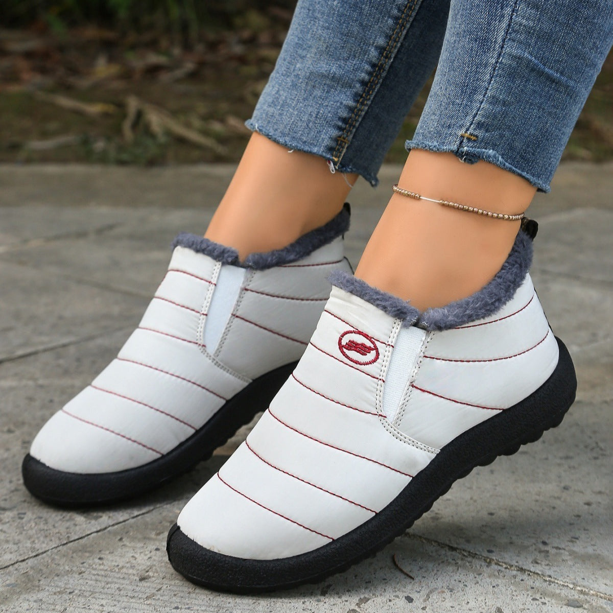 Plus Size Cotton Boots Fleece Lined Padded Warm Keeping Casual Shoes