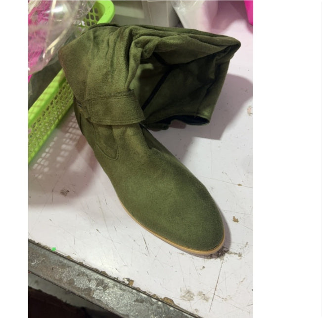 Autumn And Winter Low Heel Side Zipper Suede Women's High Boots