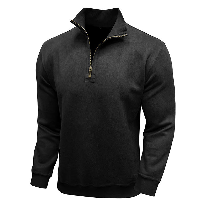 Men's Long-sleeved Zipped Stand Collar Sweater